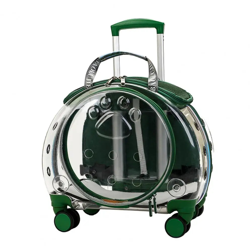 Pet Trolley Case With Clear Window Ventilation Holes Wheels Travel