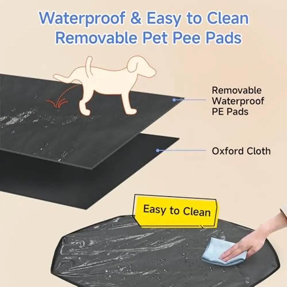 2-in-1 Dog & Cat Playpen Portable Pop-up Indoor/Outdoor Kennel Dual Zone Design Sturdy Steel Frame Removable Top Cover Roll-Up