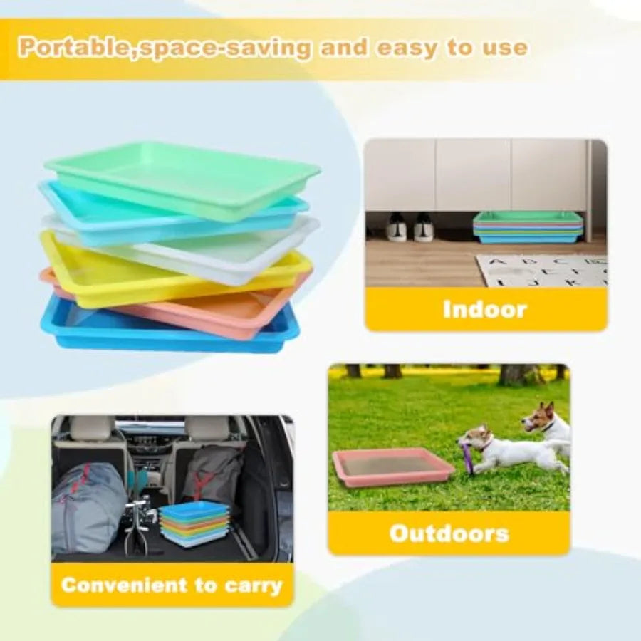 Low Entry Shallow Litter Box Set for Small Pets, Portable