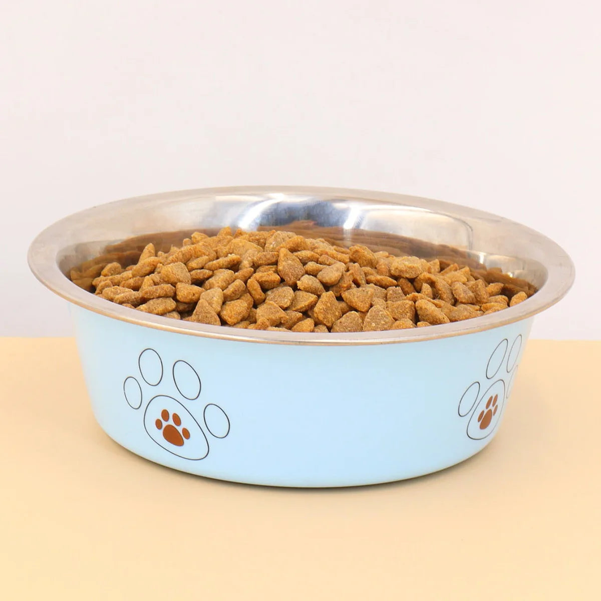 A pet stainless steel cat and dog bowl is non slip and easy to clean indoors