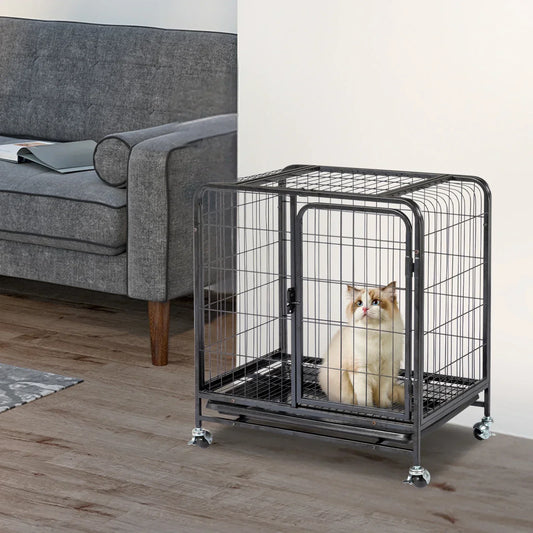 Durable Cat Cage Enclosure With Double Doors And Lockable Wheels