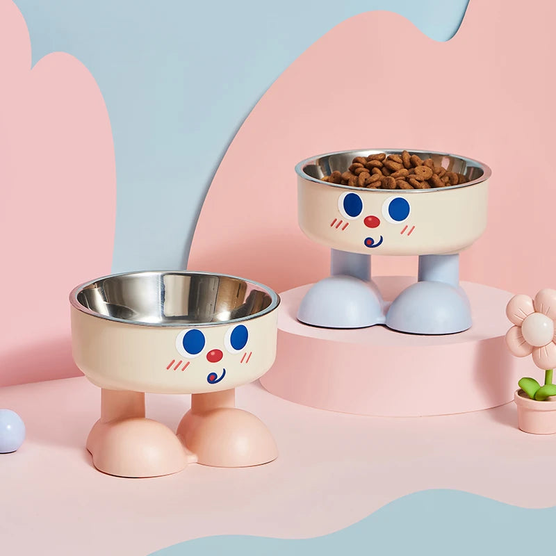 SUPET Cute Smiley Face Stainless Steel Pet Feeding Bowl - Removable, Easy to Clean, Suitable for Small and Medium Dogs and Cats