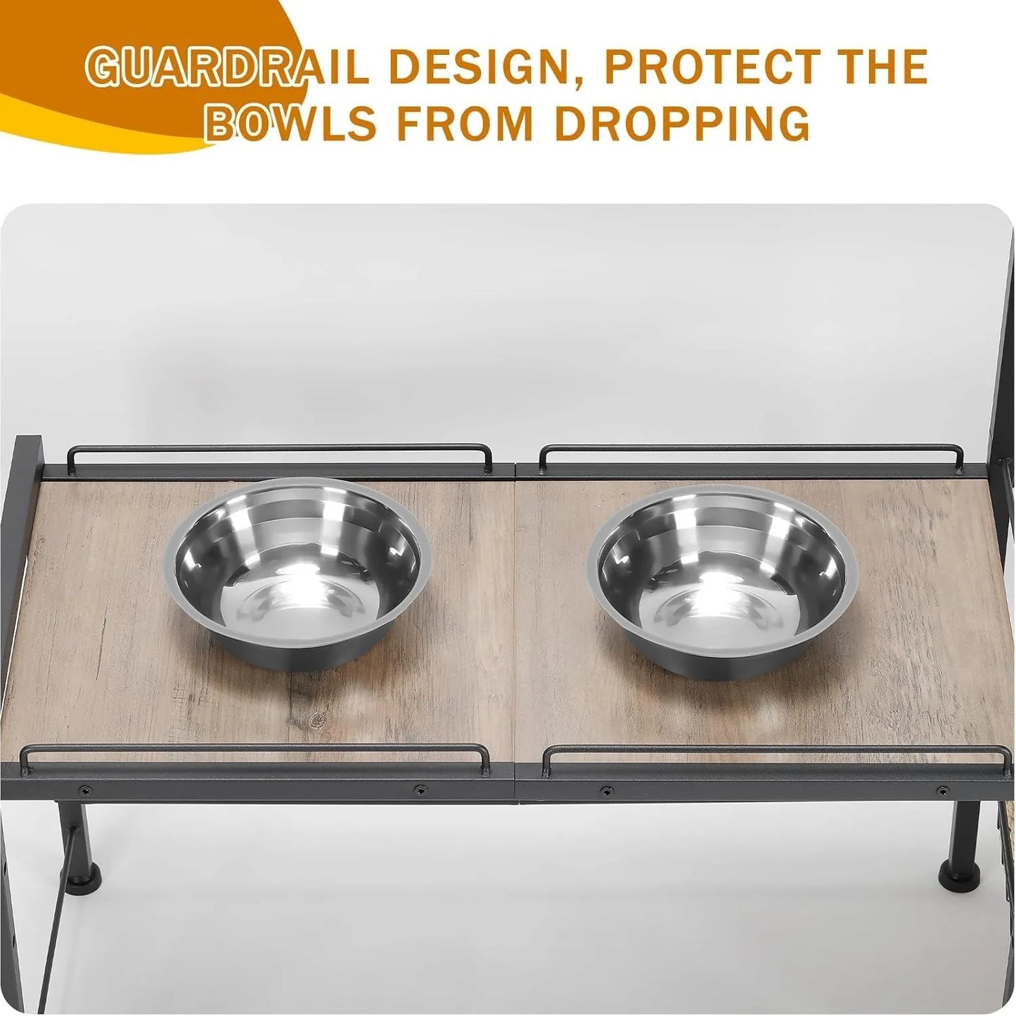 Height Adjustable Dog Bowl Stand w/ Storage Shelf, Raised Feeder Station for Small Medium Dogs, Food & Toys Organizer Bin