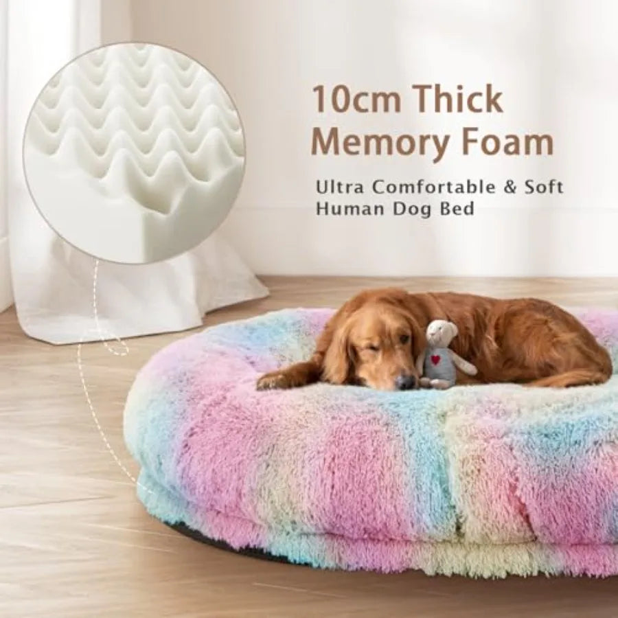 Human Dog Bed 71''x45''x12'' Size Fits Adult and Pet Washable Giant People Bed 10 CM Thick Memory Foam Large Oversize Pet Bed w
