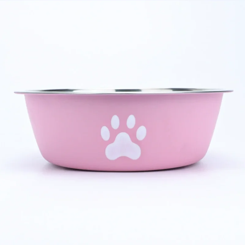 New pet bowls, large-capacity dog food bowls, stainless steel anti-knock household dog bowls, large-scale pet supplies.