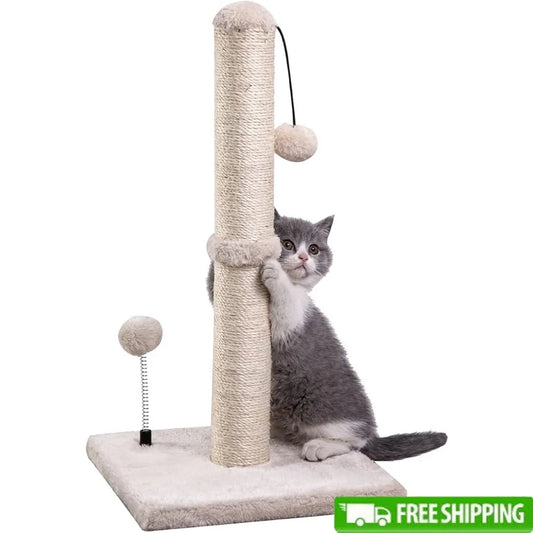 Cat Scratching Post Sisal Scratcher With MDF Base Indoor Cats