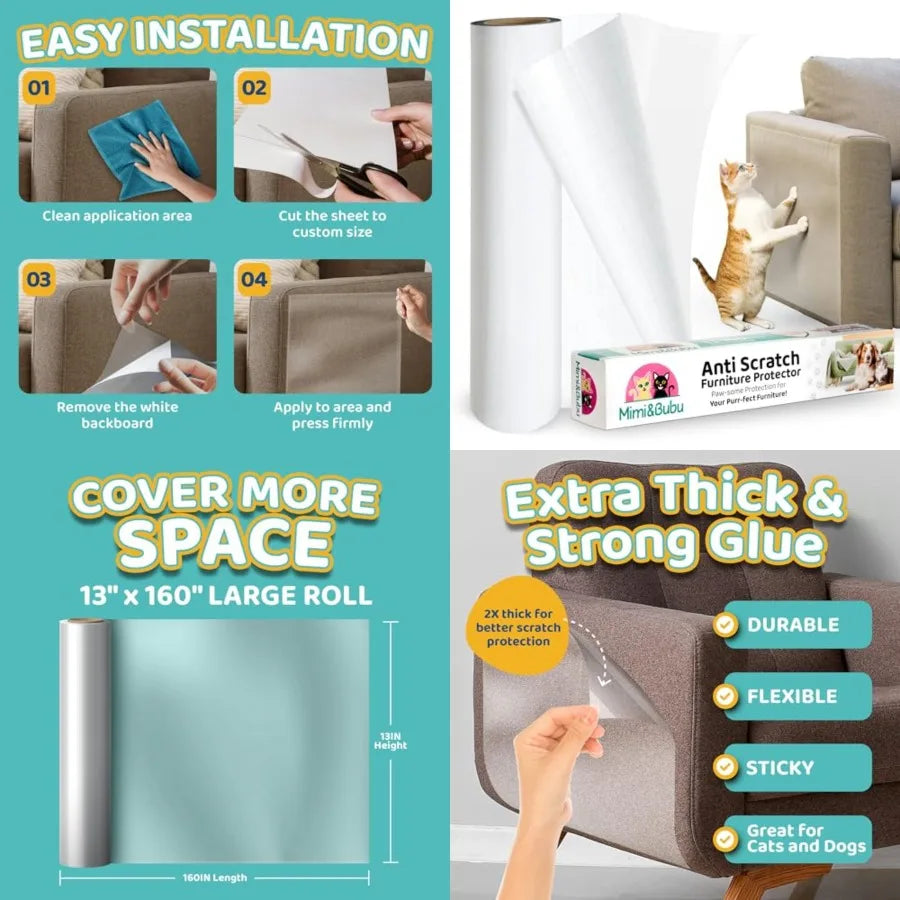 Extra Thick BPA-Free Anti-Scratch Furniture Protector for Cats and Dogs
