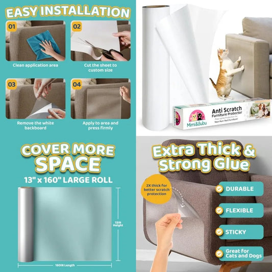 Extra Thick BPA-Free Anti-Scratch Furniture Protector for Cats and Dogs