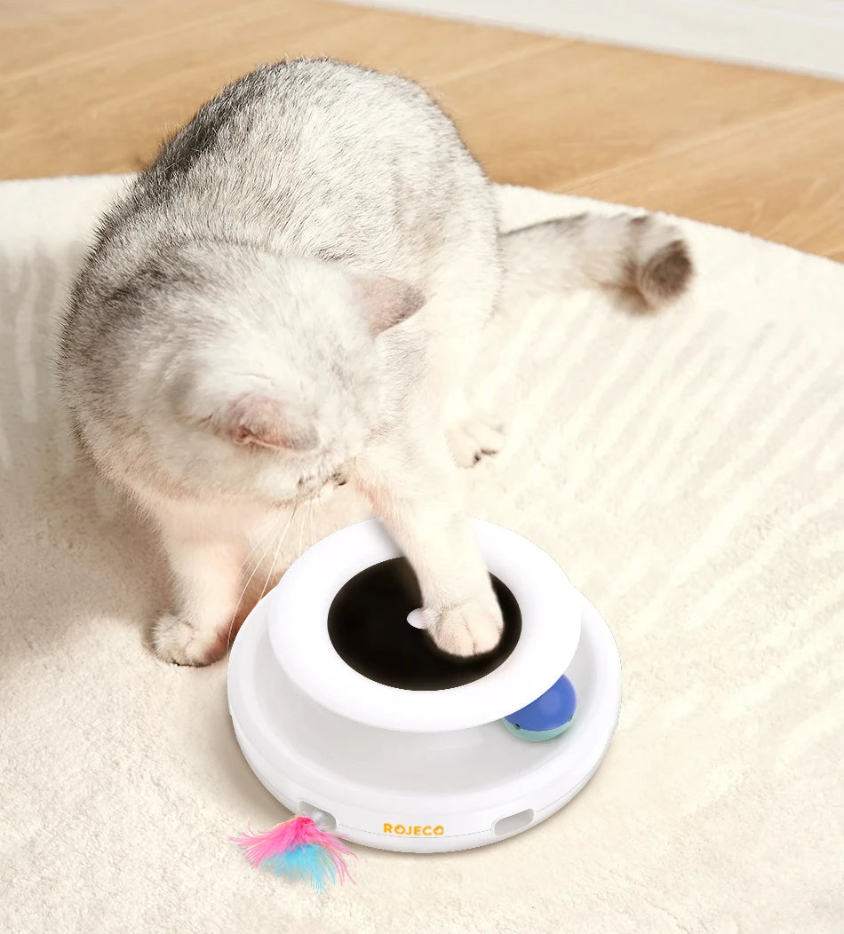 ROJECOCN 2 In 1 Cat Teaser Toy Feather Ball Set 5 Modes
