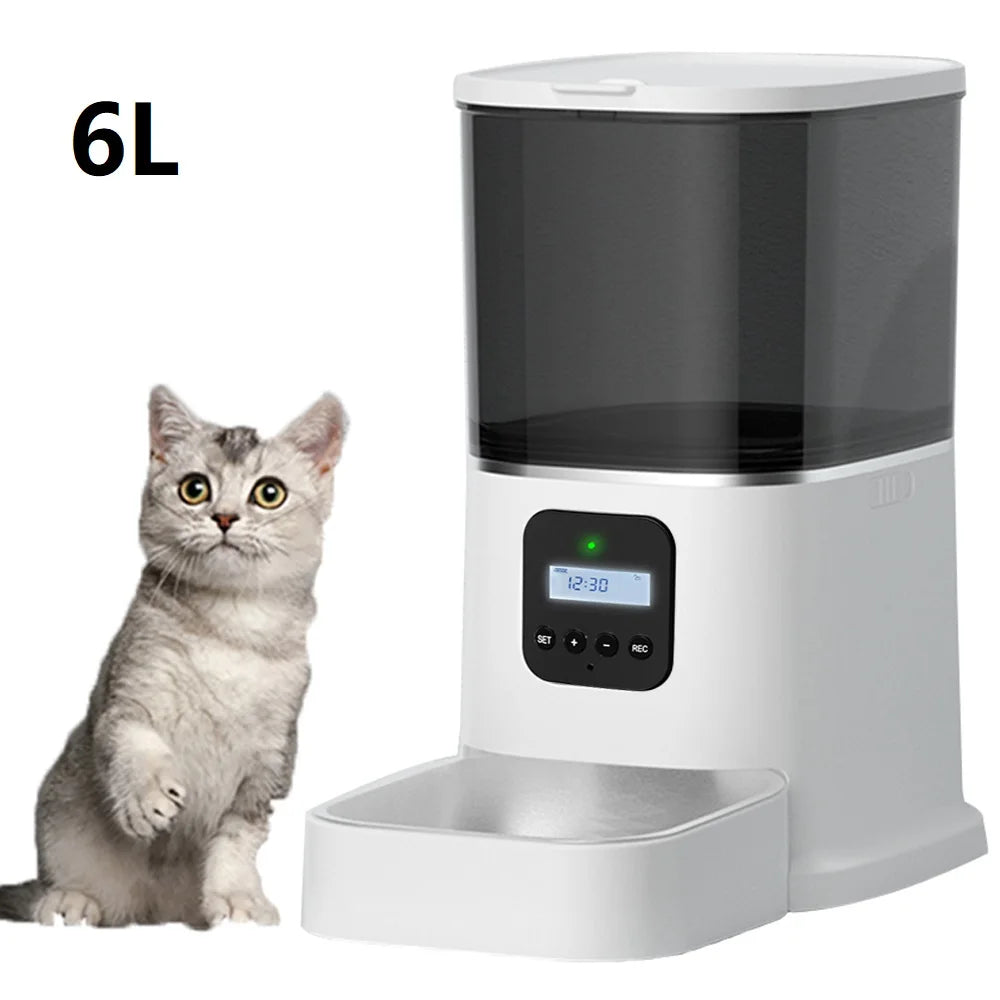 Automatic Pet Feeder With Voice Recording For Cats And Dogs