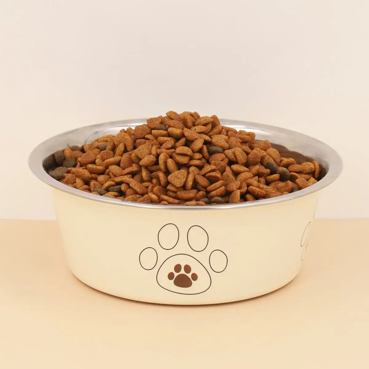 A pet stainless steel cat and dog bowl is non slip and easy to clean indoors