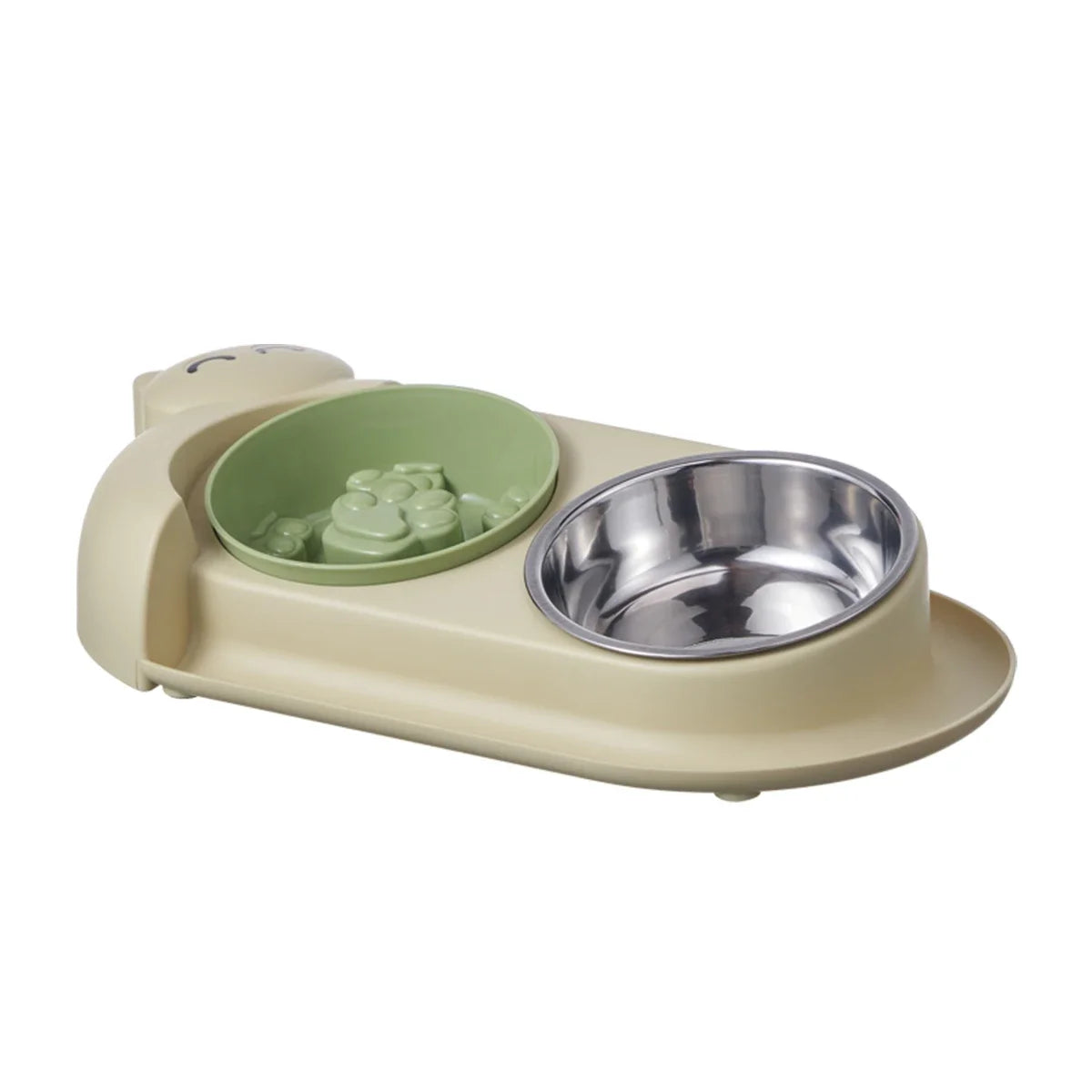 One piece multifunctional pet double bowl cartoon containing stainless steel bowl pet food utensils pet feeding water feeding tw