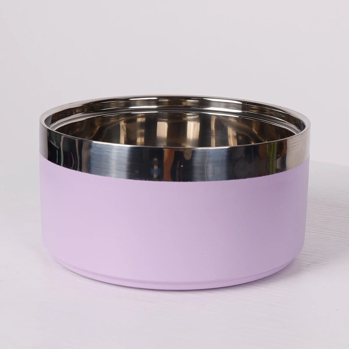 A circular stainless steel fashionable plain color anti slip pet cat bowl and dog bowl for indoor and outdoor use