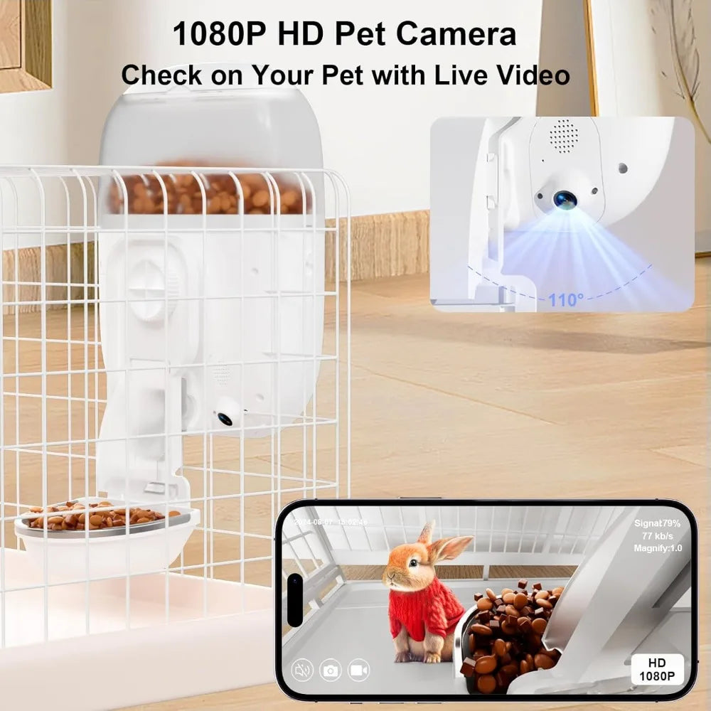 Hanging Automatic Rabbit Feeder With 1080P HD Camera WiFi App