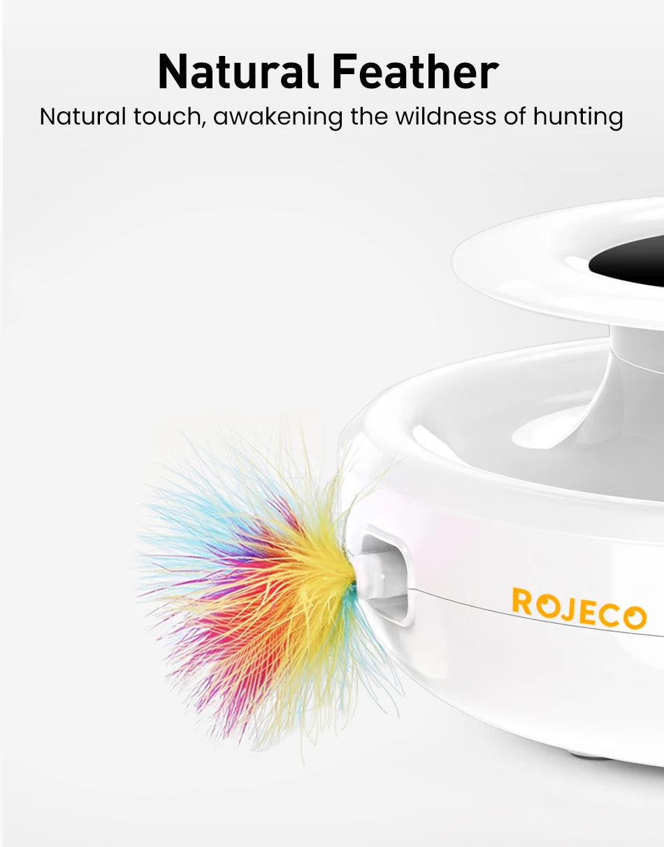 ROJECOCN 2 In 1 Cat Teaser Toy Feather Ball Set 5 Modes