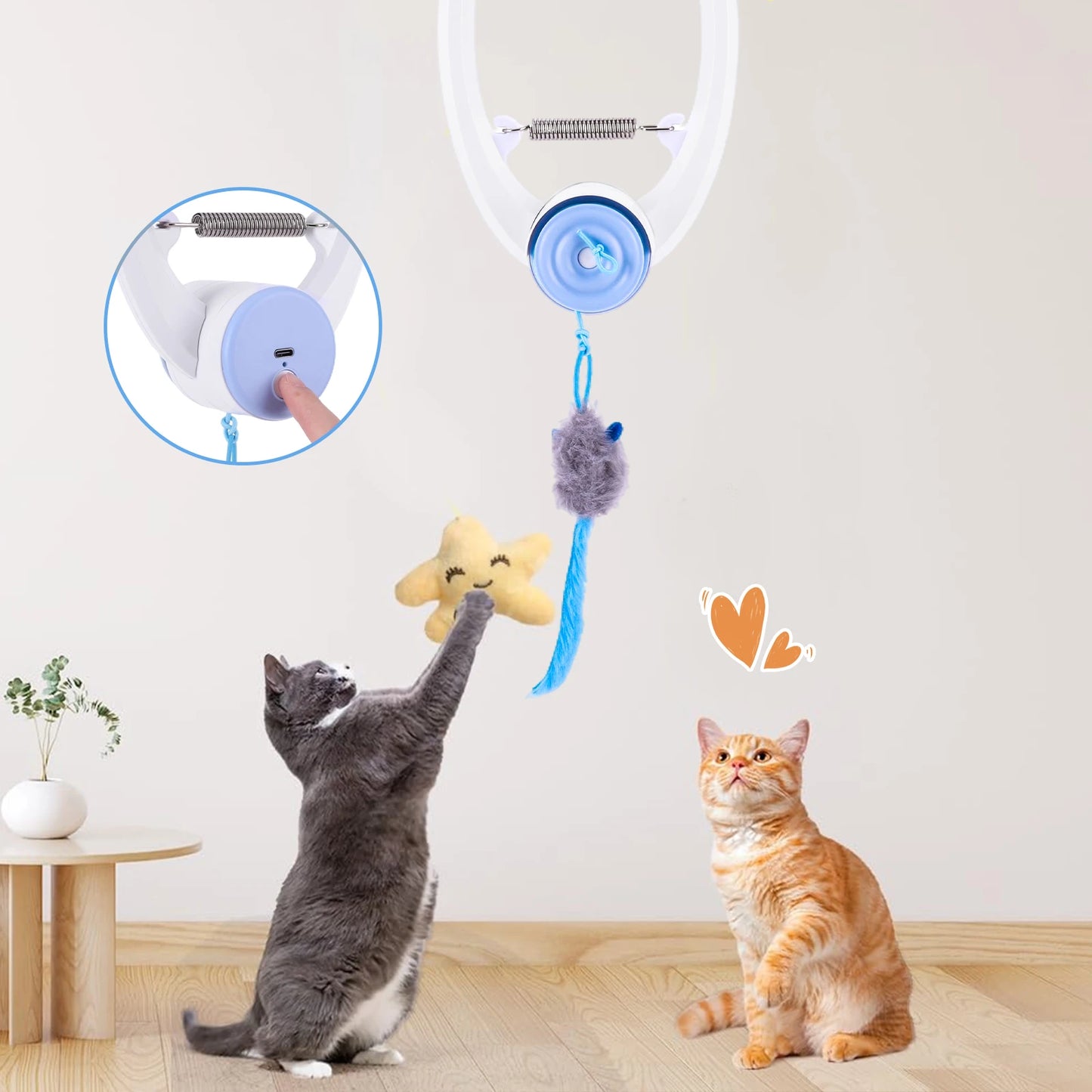 1/3PCS Door Hanging Automatic Retractable Kitten Toys Interactive Cat Teaser Retractable Toys With 3 Catnip Mice For Indoor Cats