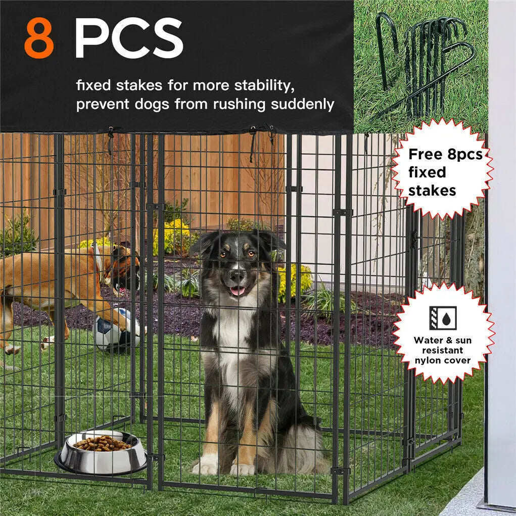 XXL Large Luxury Outdoor Dog Kennel Pet House Enclosure Run Cage Playpen with Roof & Cover Rabbit Hutch Cage