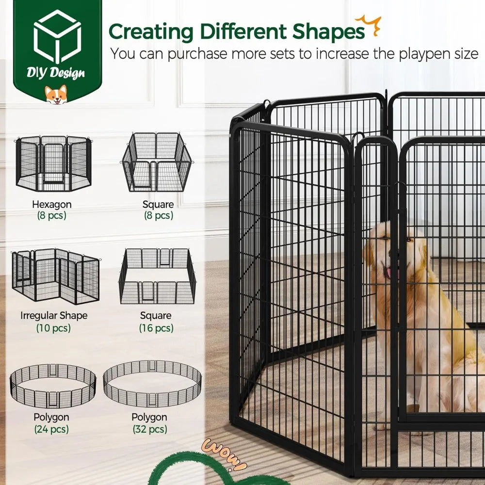 Dog Playpen Outdoor 40 inch 16 Panels Indoor Dog Fence Metal Dog Pen Heavy Duty Pet Exercise Pen for RV/Camping/Garden