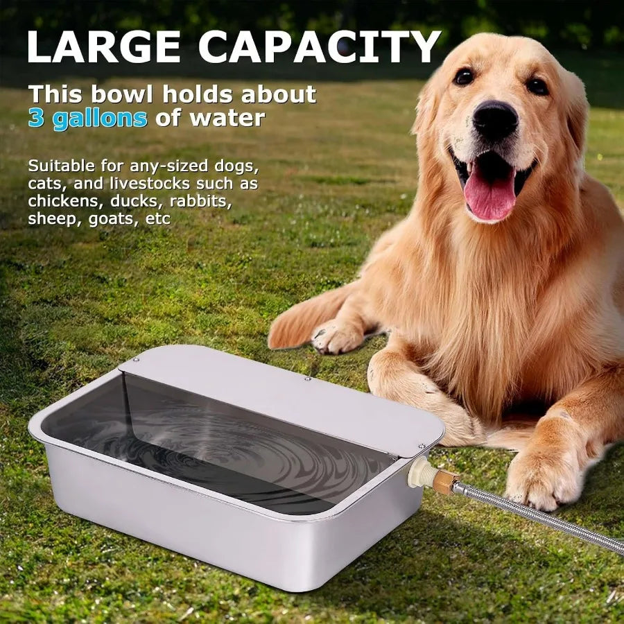 3 Gallon Automatic Dog Water Dispenser with Stainless Steel Bowl for Large Dogs SelfFilling Auto Water Fountain Suitable for Ou