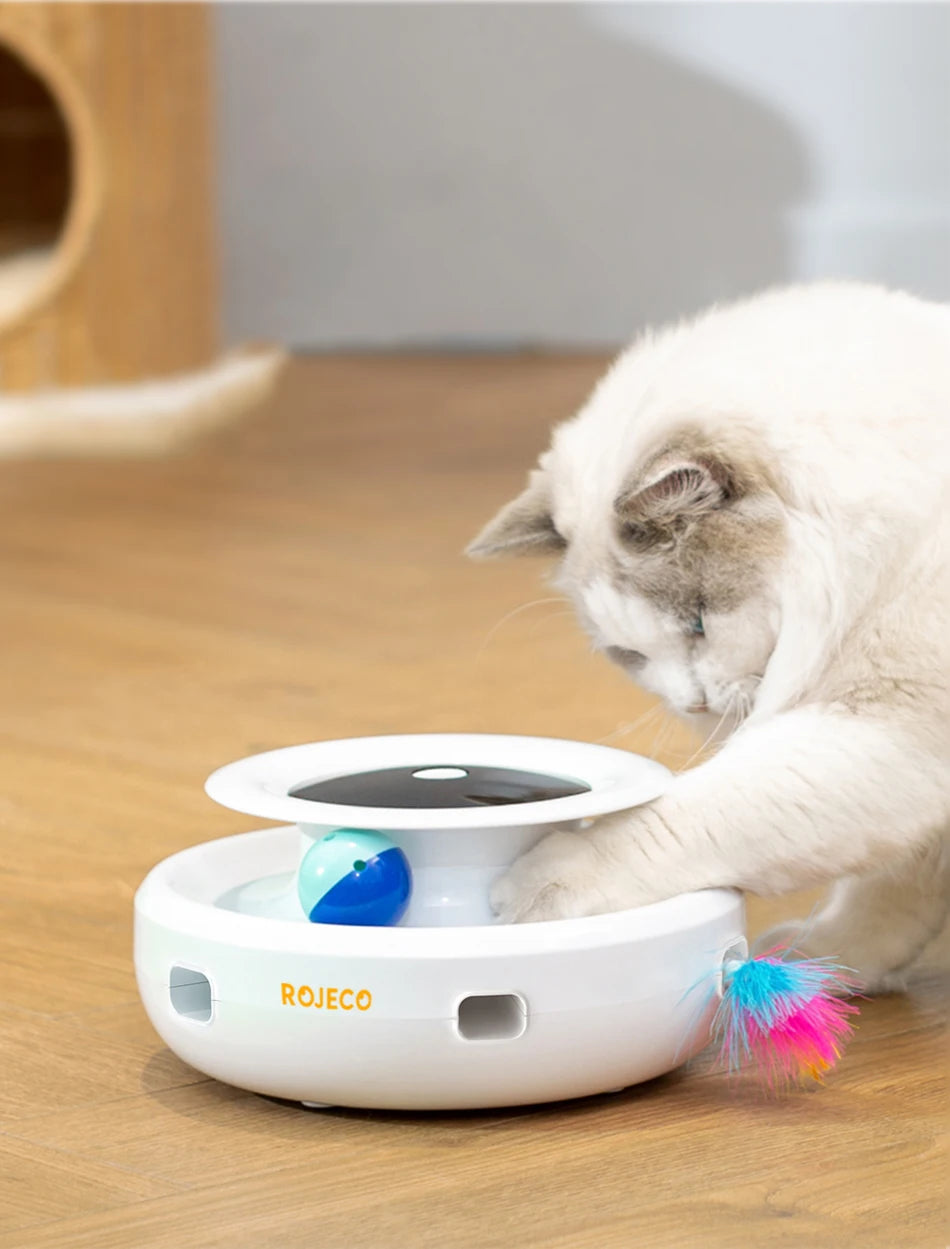 ROJECOCN 2 In 1 Cat Teaser Toy Feather Ball Set 5 Modes