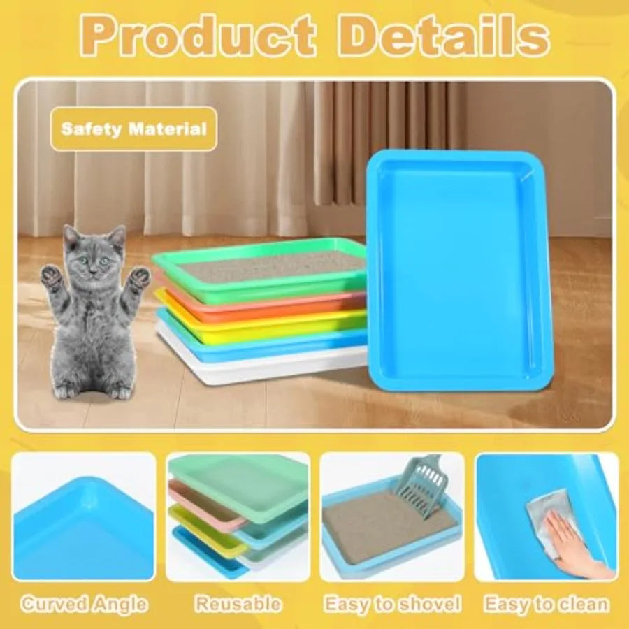 Low Entry Shallow Litter Box Set for Small Pets, Portable