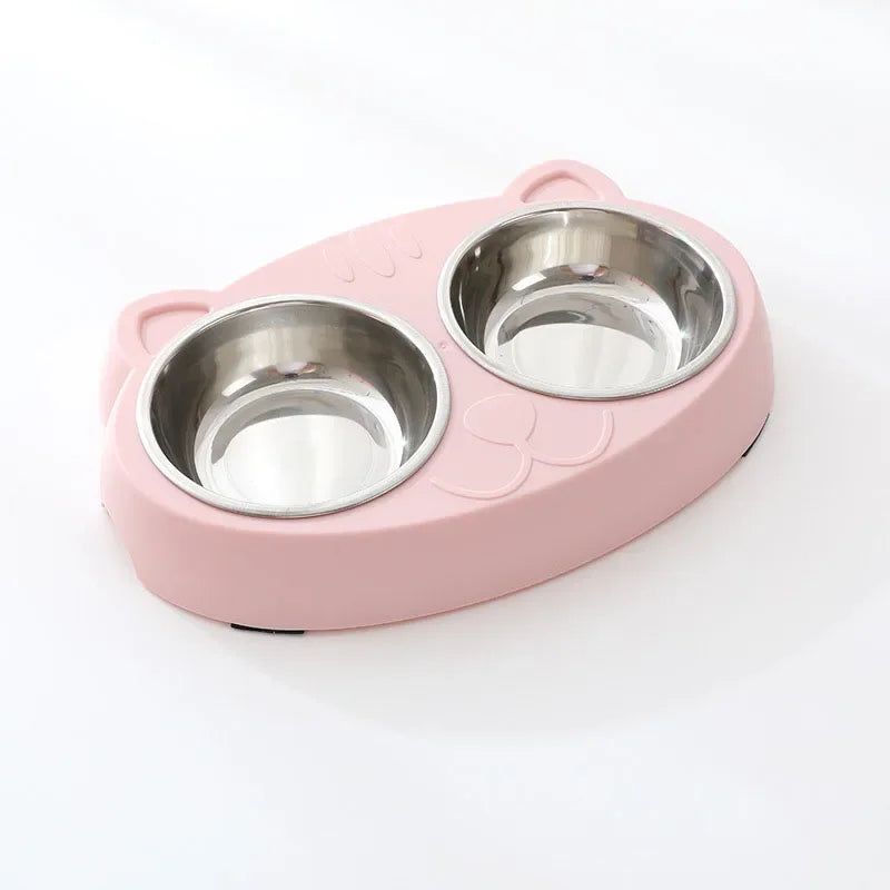 Pet Double Bowl Feeder Tray For Cats And Dogs, Durable