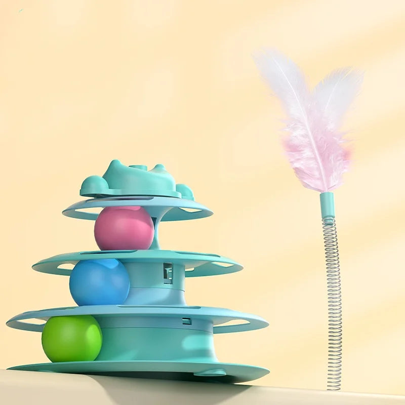 Shanxi 4-Layer Feather Cat Turntable With Ball And Playing Stick