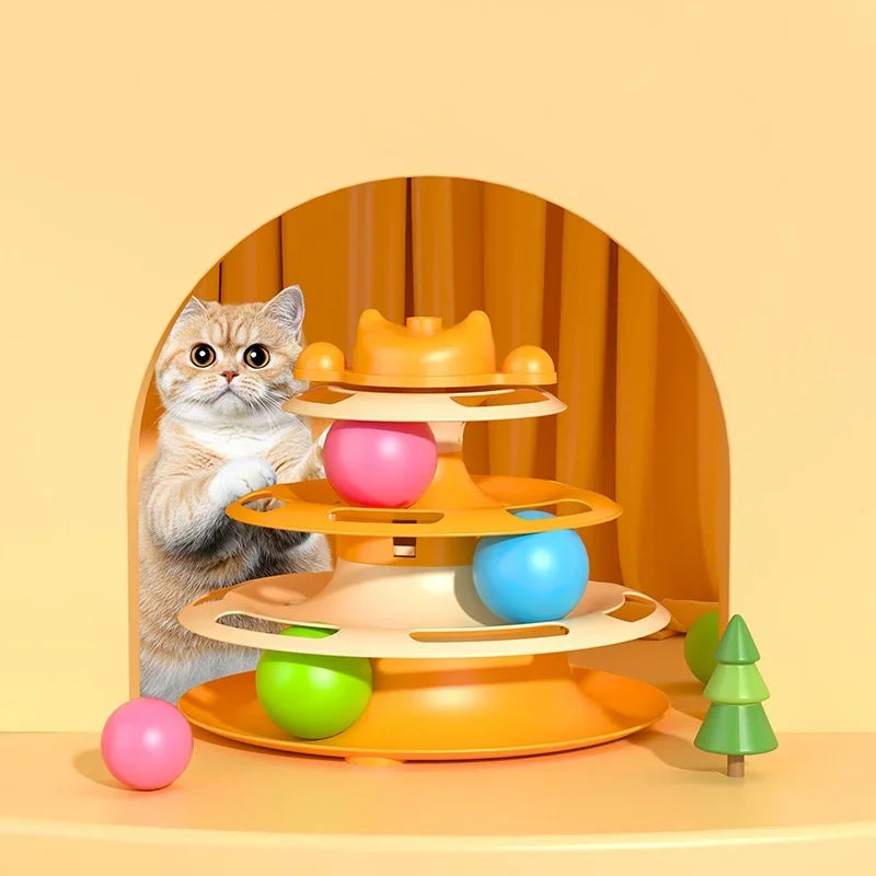 Shanxi 4-Layer Feather Cat Turntable With Ball And Playing Stick