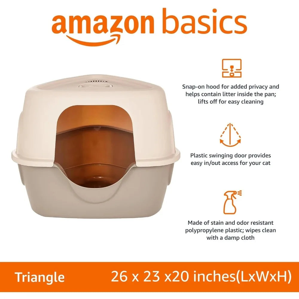 Cat Litter Box with Lid, No-Mess, Standard, unisex, Charcoal, 26 in x 23 in x 20 in