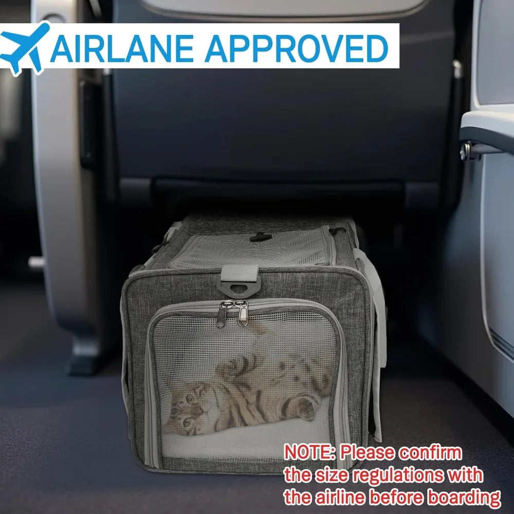 Carrier with Wheels Up to 25 lbs Airline Approved Dog Carrier Rolling Pet Carrier w/Removable Wheels & Washable Plush Mat