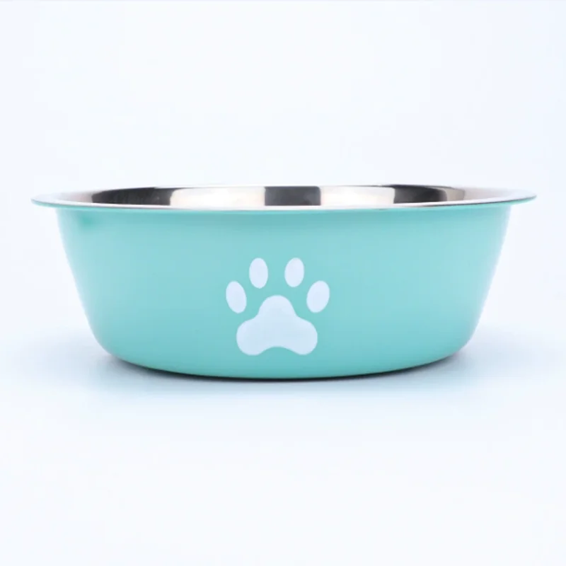 New pet bowls, large-capacity dog food bowls, stainless steel anti-knock household dog bowls, large-scale pet supplies.