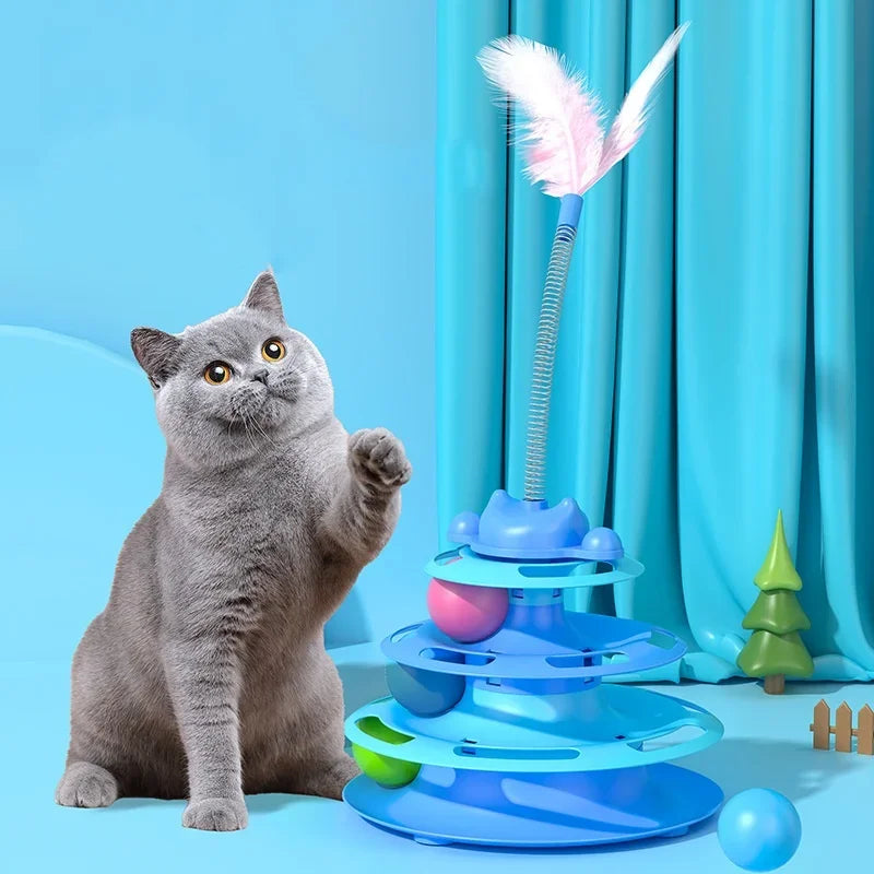 Shanxi 4-Layer Feather Cat Turntable With Ball And Playing Stick