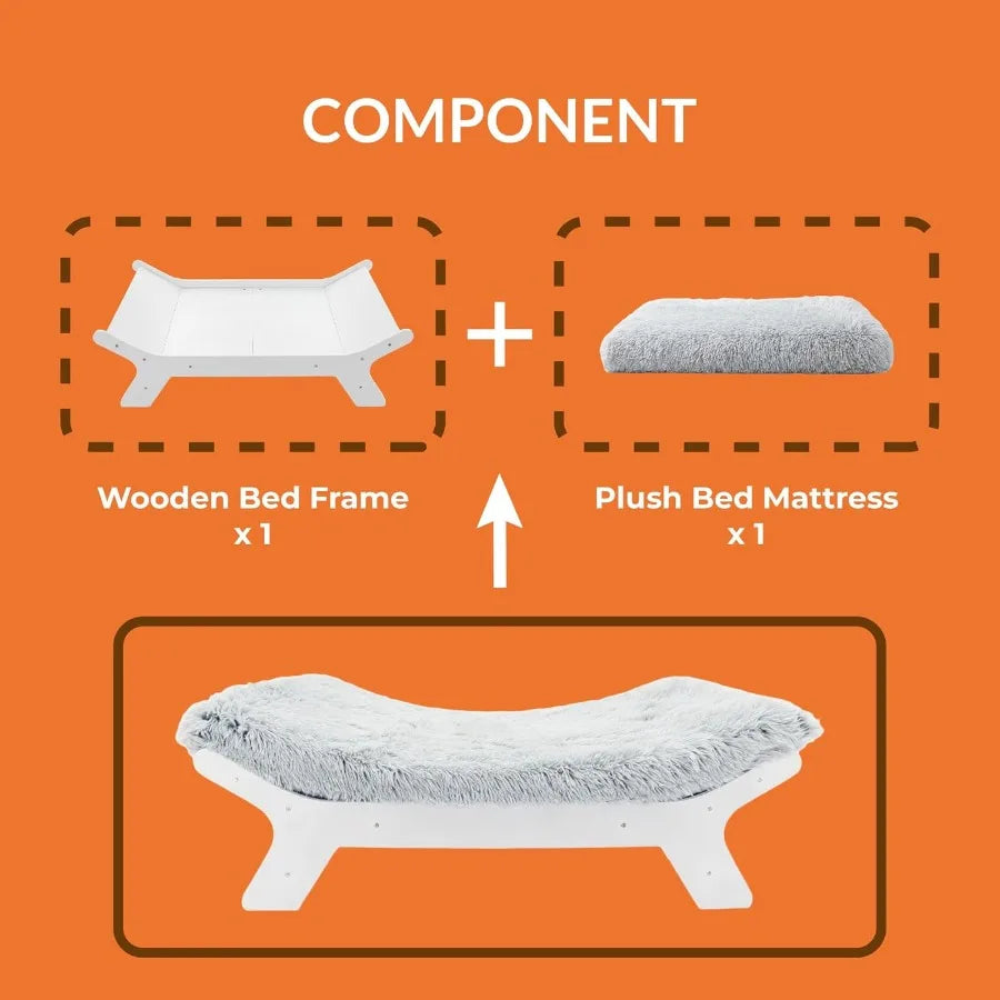 Elevated Dog Bed with Wooden Frame and Washable Cover for Small to Medium Dogs Up to 40 lbs Ideal for Outdoor Patio Indoor Use
