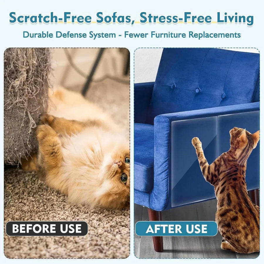 No Glue Marks Cat Scratch Furniture Protector, 12-Pack With Pins