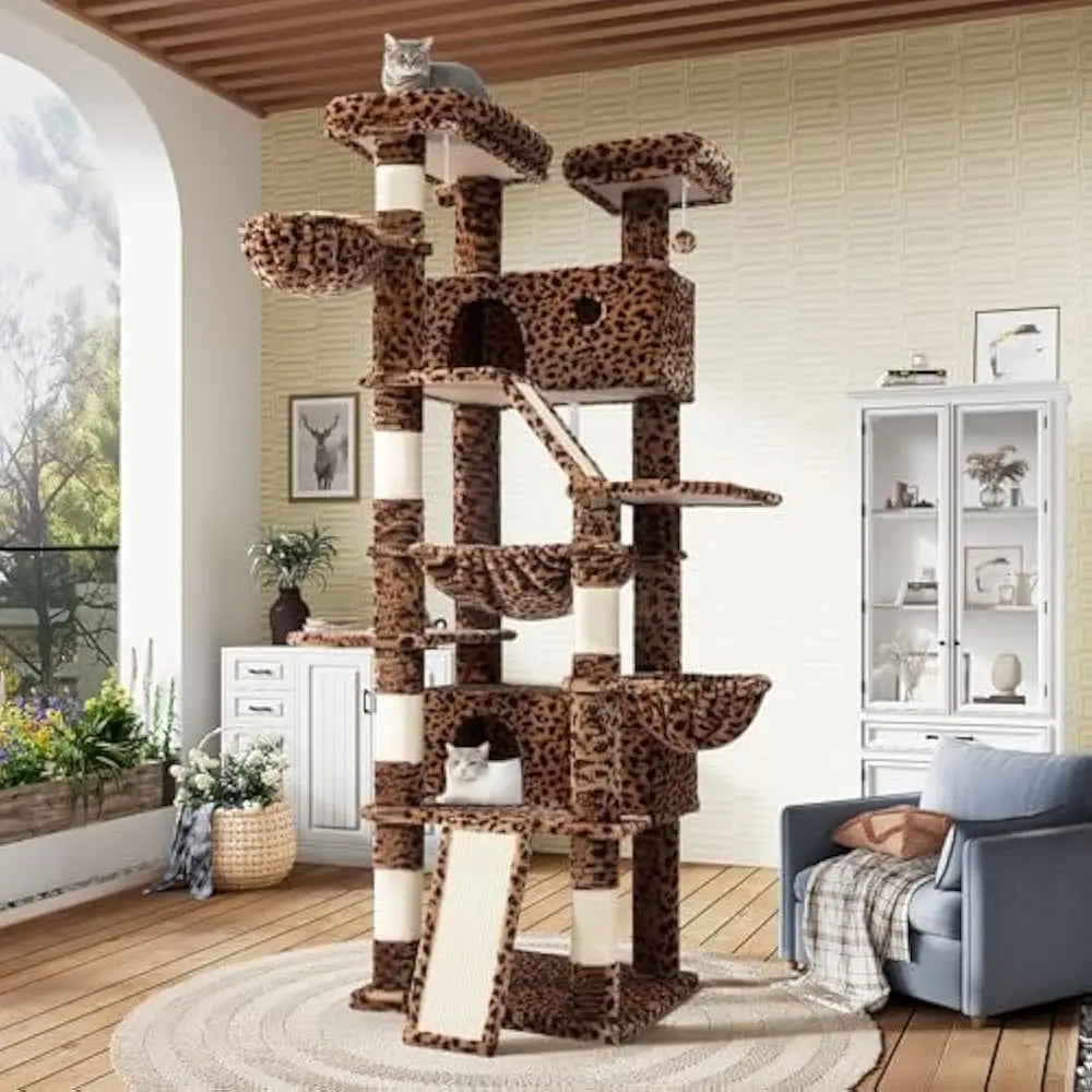 81in Multi-Level Tall Cat Tree Tower Larger Cat Condo Furniture with Hammock, Cozy Pussycat Perches, Sisal Scratching Posts