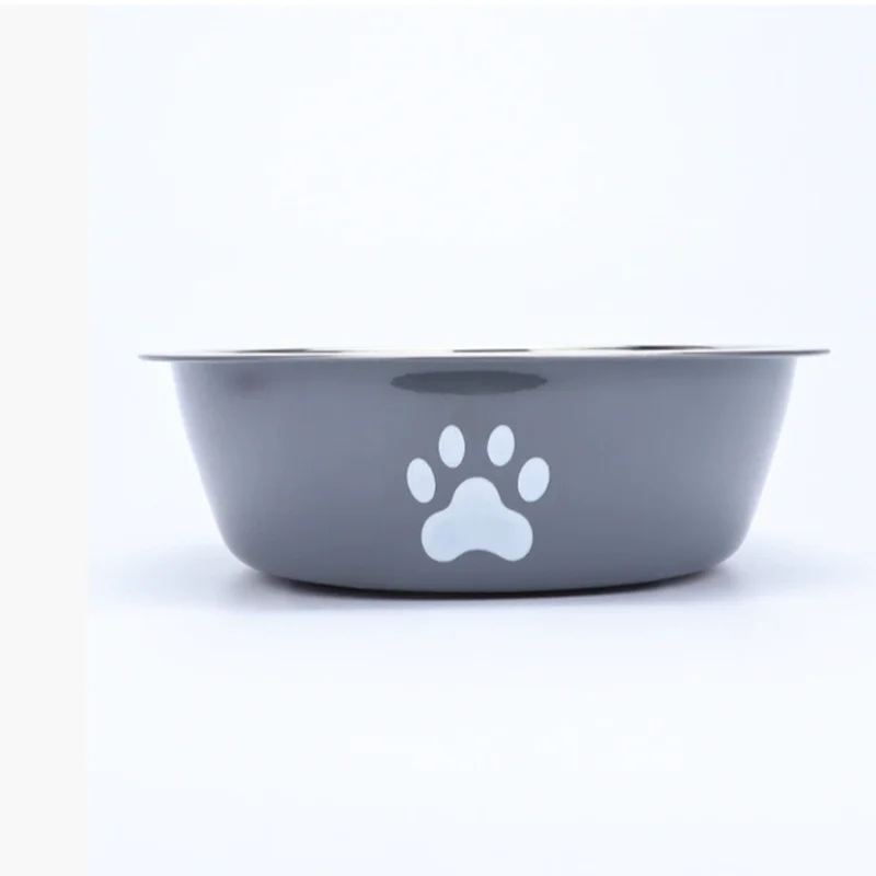 New pet bowls, large-capacity dog food bowls, stainless steel anti-knock household dog bowls, large-scale pet supplies.