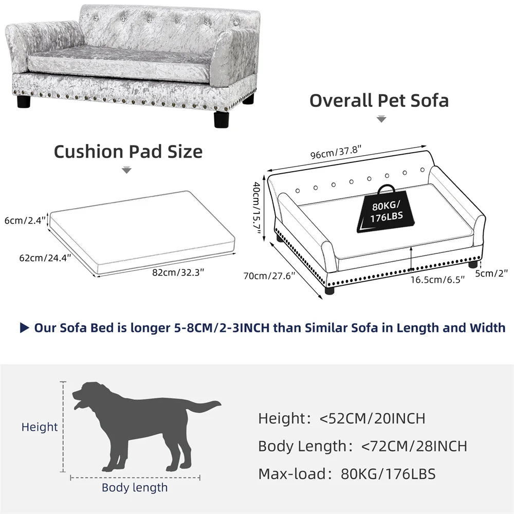Heavy Duty Pet Sofa Large Raised Dog Bed Cushioned Sofa Softly Pet Cat Bed Puppy Sofa Couch Lounge Bed