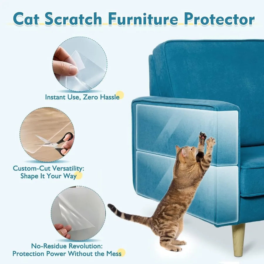 No Glue Marks Cat Scratch Furniture Protector, 12-Pack With Pins