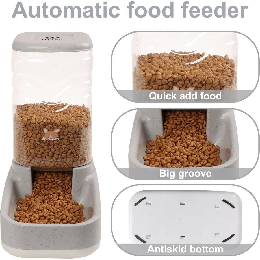 Automatic Cat Feeder Gravity Food and Water Dispenser Bowl Set for Small Medium Dogs Animals Pet Feeder Dispenser Storage Food