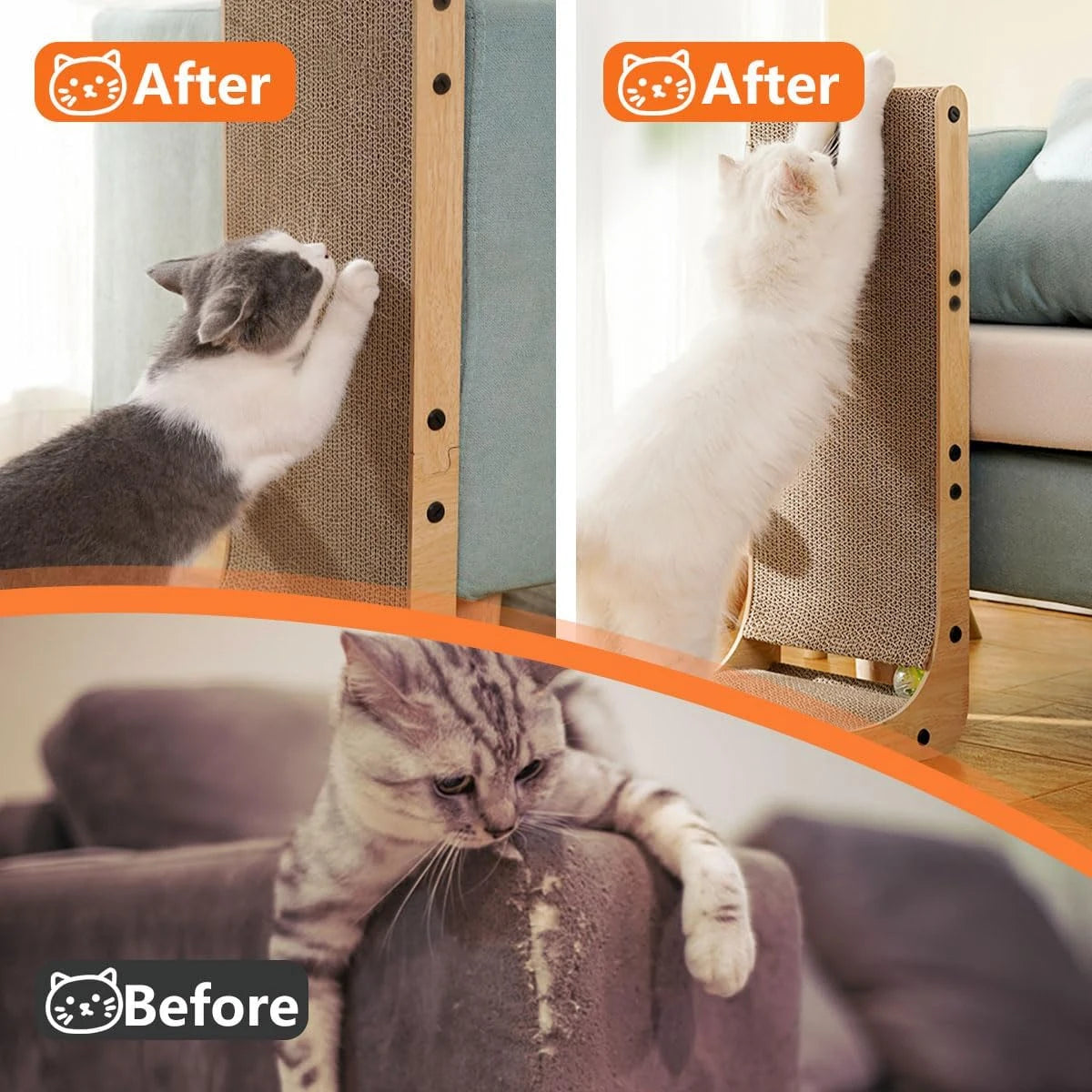 Cat Scratching Board, L-Shaped Cat Scratching Board, Wall-Mounted Vertical Cat Scratching Board, Indoor Cat Scratching Board Toy with Ball