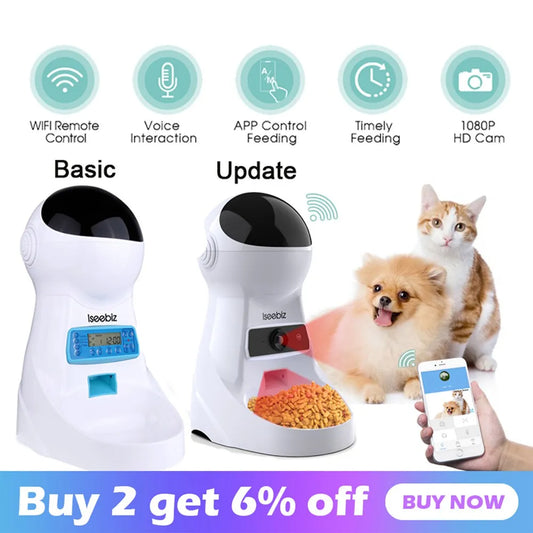 Automatic Pet Feeder With Voice Recording For Cats And Dogs