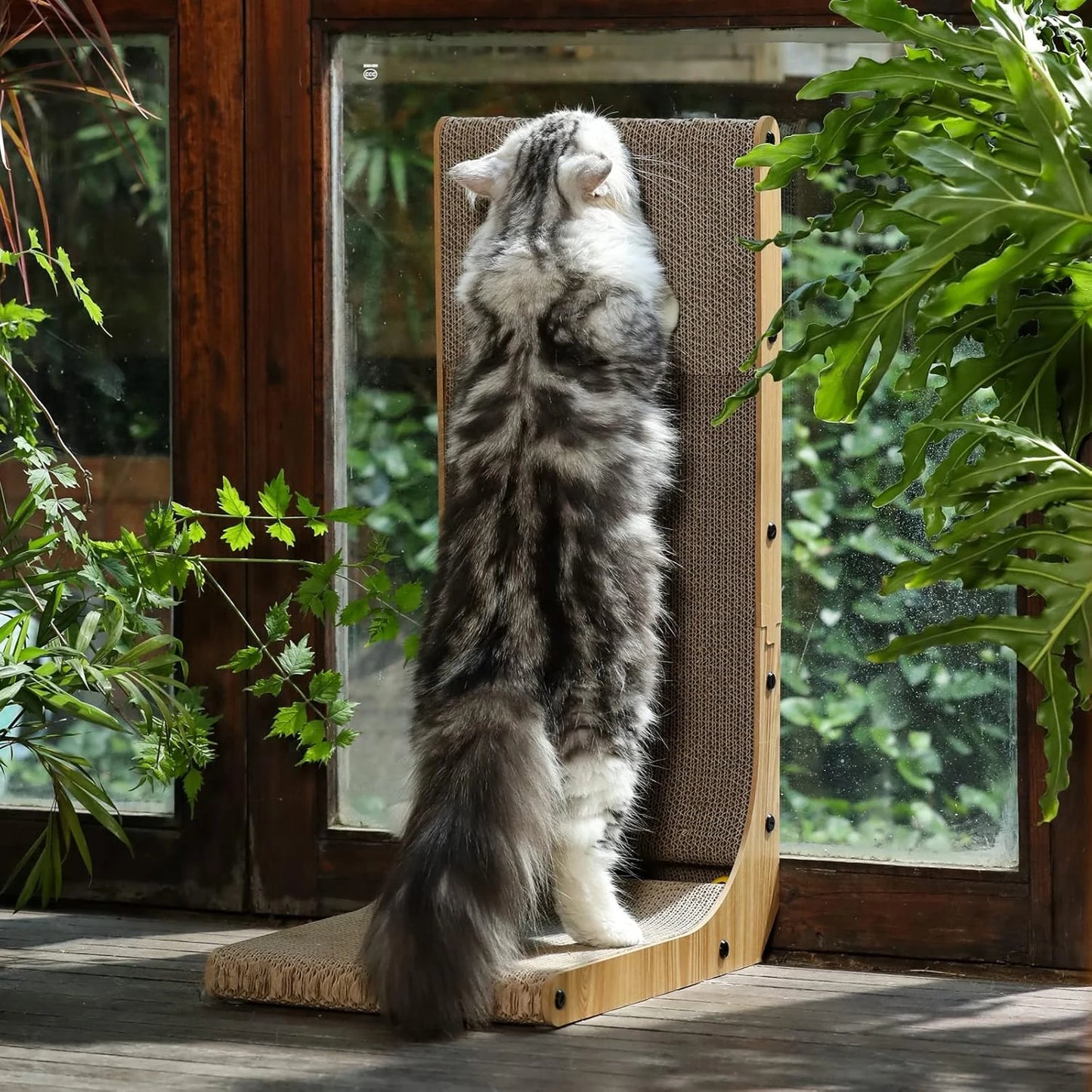 Cat Scratching Board, L-Shaped Cat Scratching Board, Wall-Mounted Vertical Cat Scratching Board, Indoor Cat Scratching Board Toy with Ball