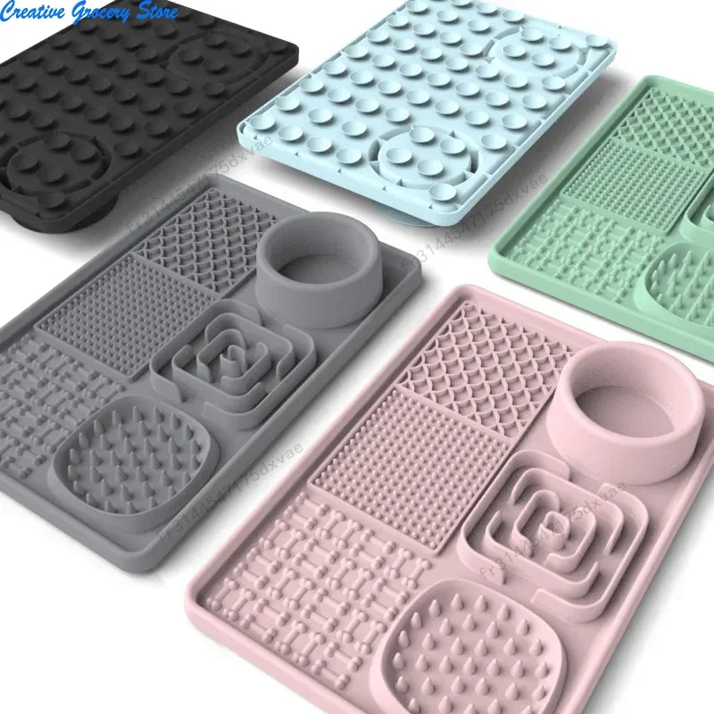 Pet Licking Mat Pet Eating Ware Dog Slow Food Mat Placemat  Dog Feeder Supplies Suction Cup Dog Bathing Distraction