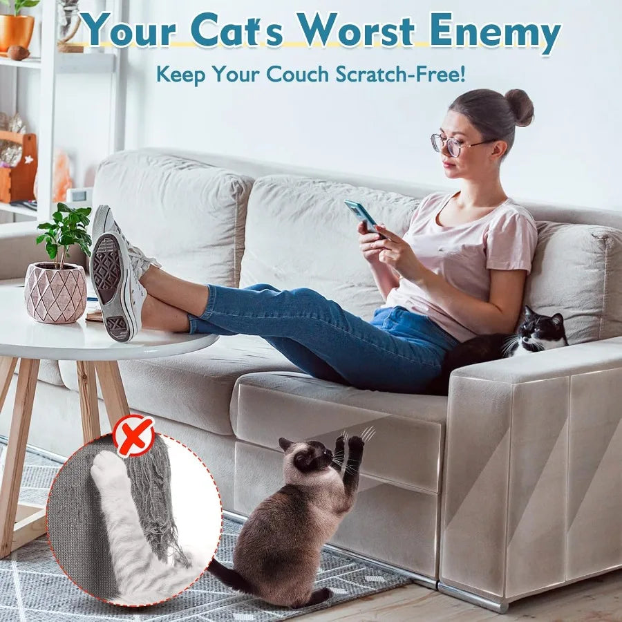 No Glue Marks Cat Scratch Furniture Protector, 12-Pack With Pins