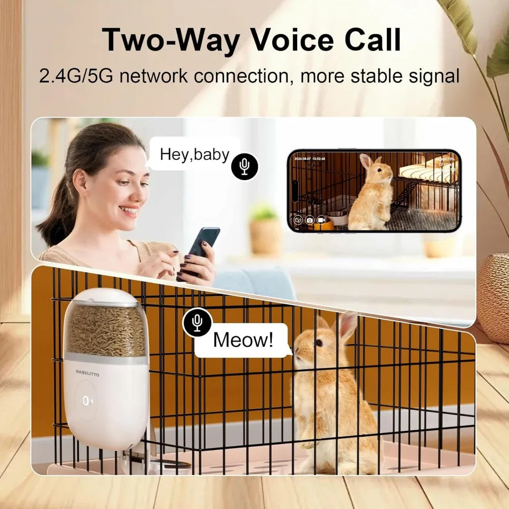 Hanging Automatic Rabbit Feeder With 1080P HD Camera WiFi App