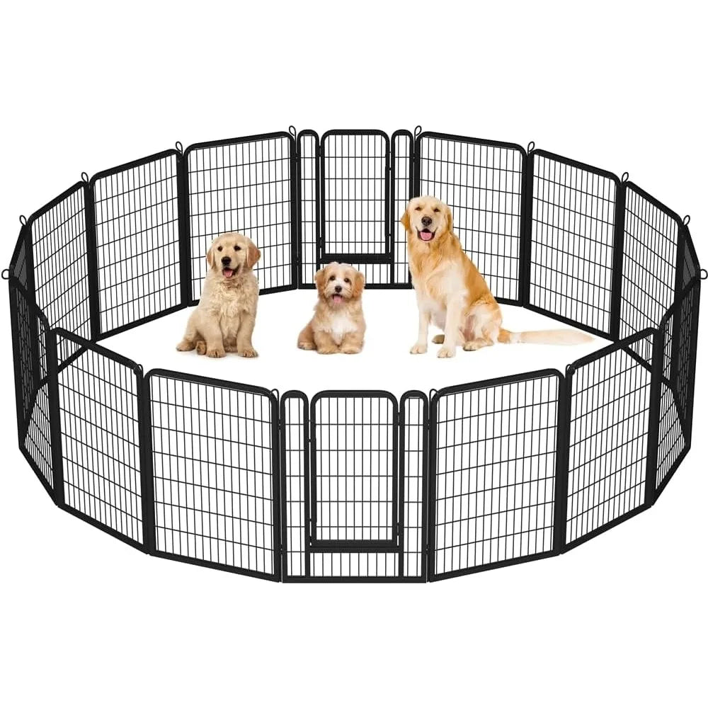 Dog Playpen Outdoor 40 inch 16 Panels Indoor Dog Fence Metal Dog Pen Heavy Duty Pet Exercise Pen for RV/Camping/Garden