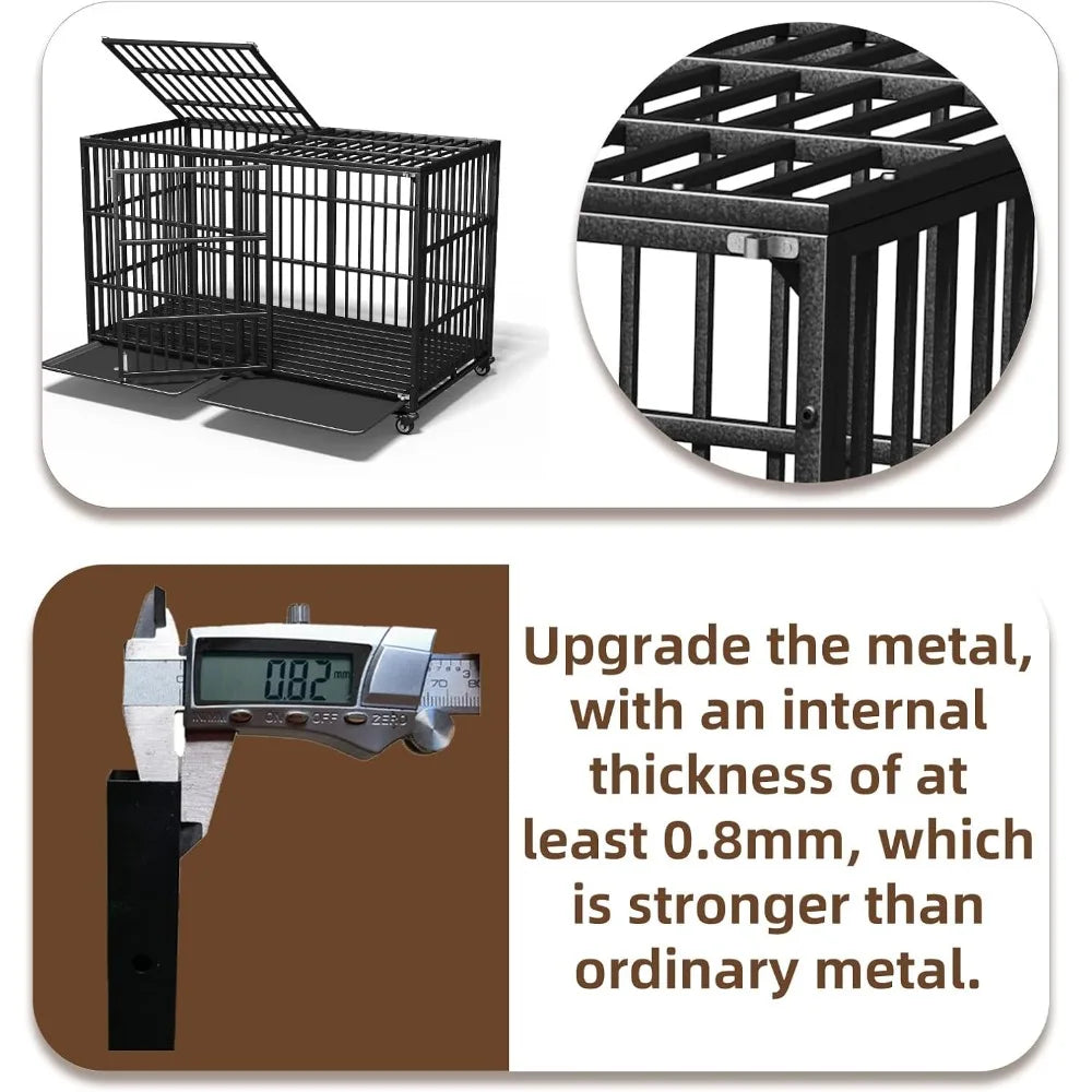 Extra Large Dog Crate for Large Dogs, 64 inches Heavy Duty Dog Crate,Indestructible Dog Kennel for High Anxiety Dogs, Lockable W
