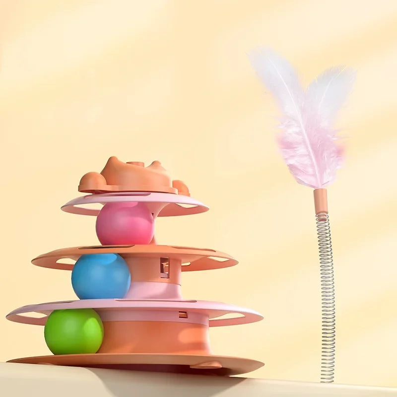 Shanxi 4-Layer Feather Cat Turntable With Ball And Playing Stick