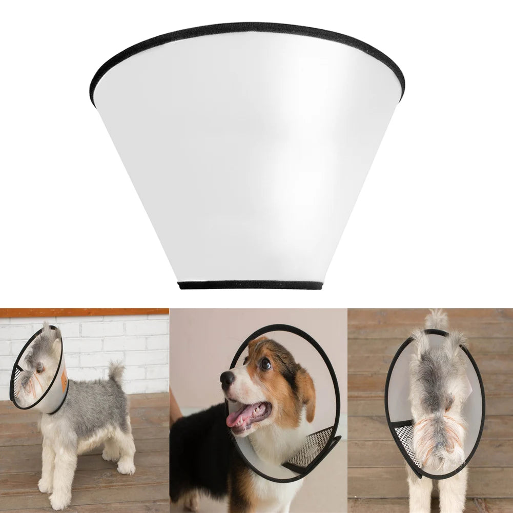 Plastic Dog Cone Collar Transparent Recovery E-Collar Anti-Bite Lick Pet Protective Shield Practical for Small Medium Large Dog