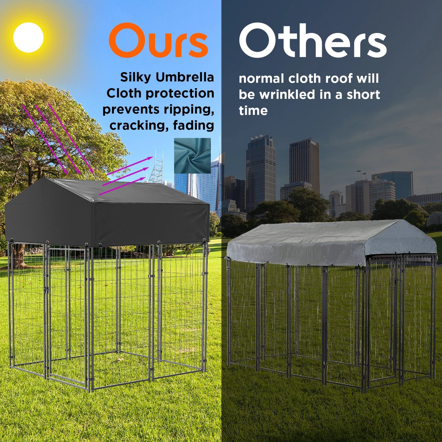 XXL Large Luxury Outdoor Dog Kennel Pet House Enclosure Run Cage Playpen with Roof & Cover Rabbit Hutch Cage